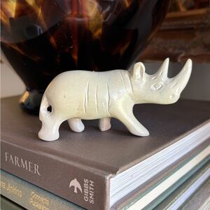 Hand Carved Natural Soapstone Rhino Rhinoceros Statue